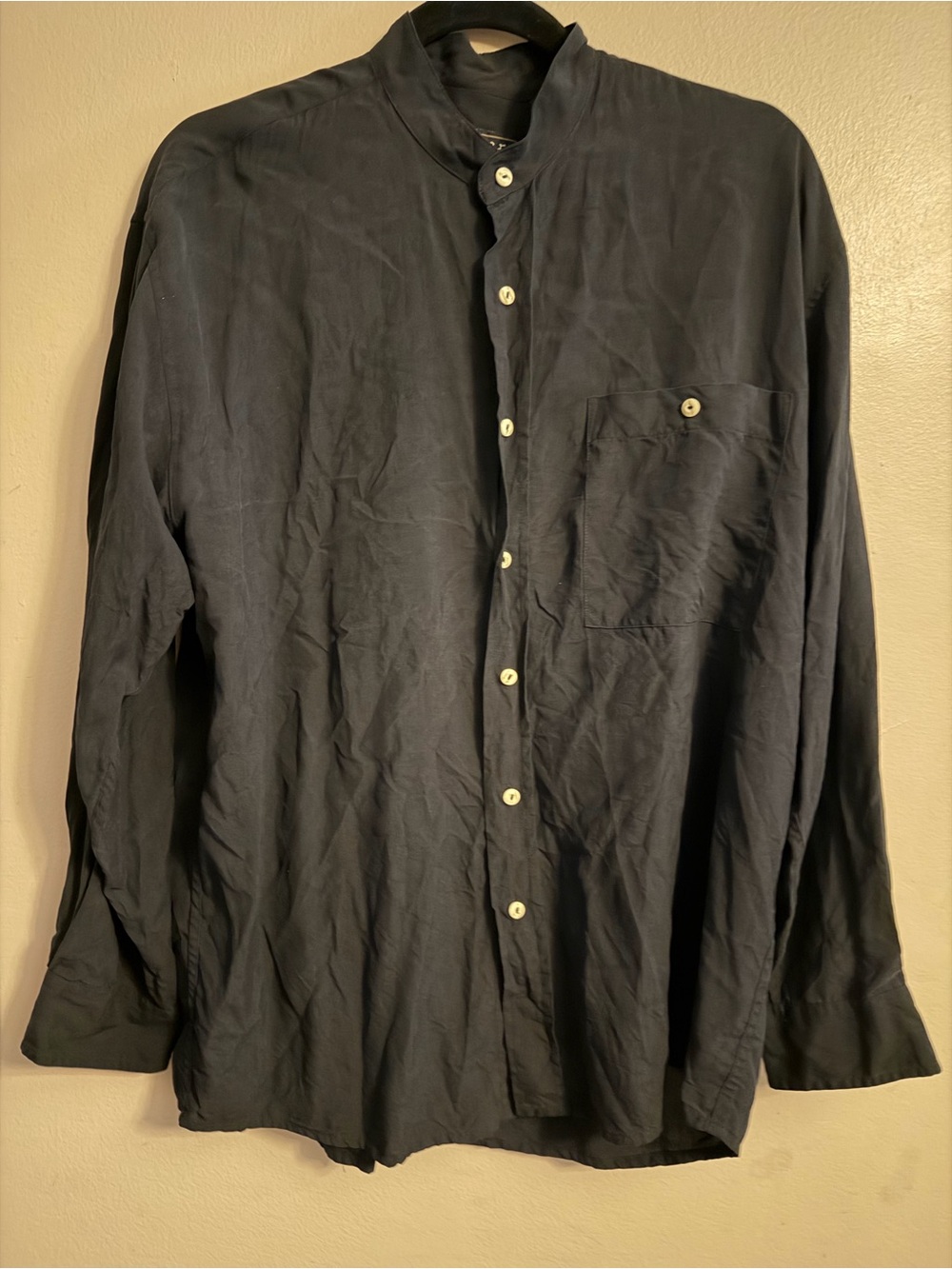 Men's Mandarin Collar Dress Shirt - Black